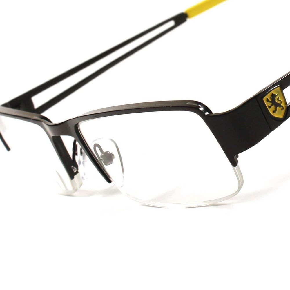 Fashion Black Yellow Rectangle Half Frame Mens Womens 2.50 Reading Glasses E25E